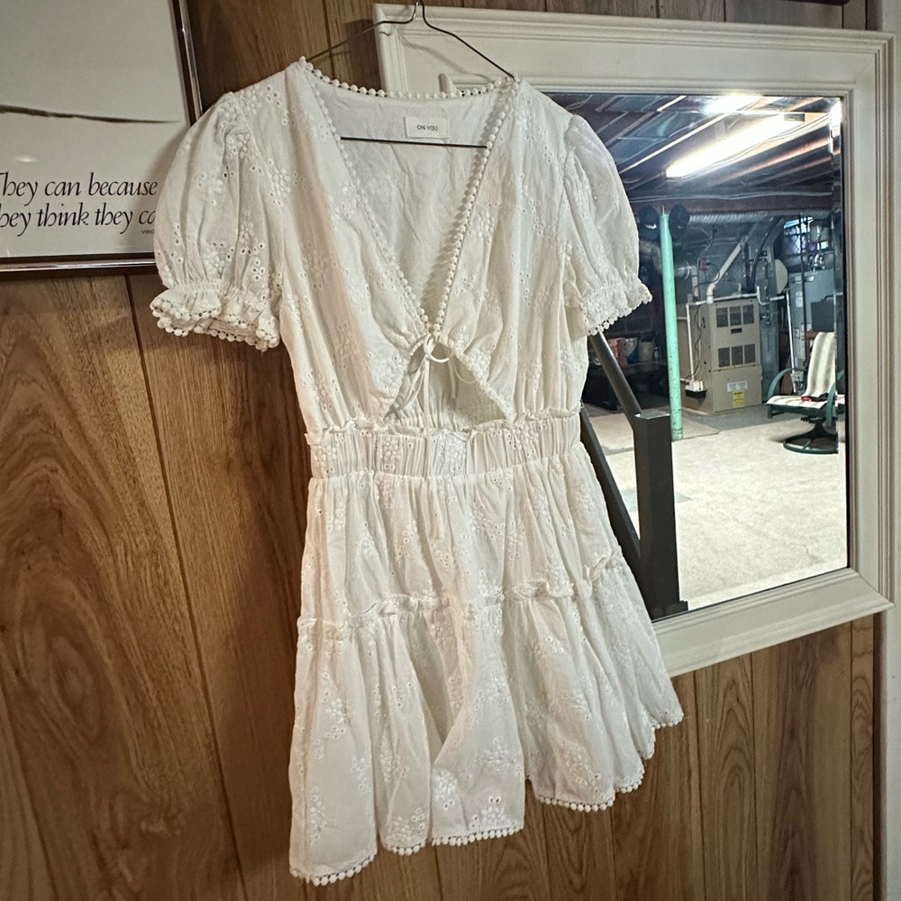 Ruby & Jenna White Eyelet Cutout Dress